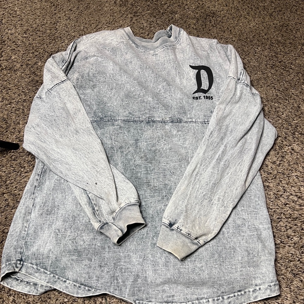 Distressed Gray Sweatshirt with 'Disney Chest Logo